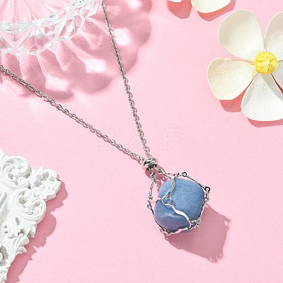 Crystal Cage Holder Necklace NJEW-JN04604-02-1