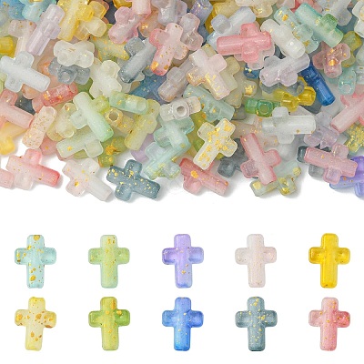 300Pcs 10 Colors Gradient Color Transparent Acrylic Beads OACR-CJ0002-44-1