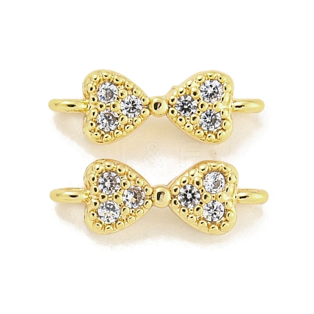 Brass Micro Pave Clear Cubic Zirconia Connector Charms KK-Q820-43G-1