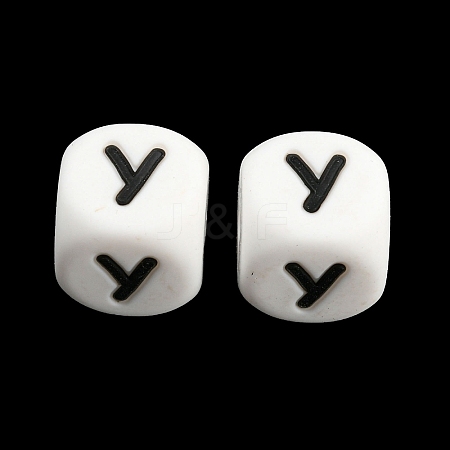 20Pcs White Cube Letter Silicone Beads 12x12x12mm Square Dice Alphabet Beads with 2mm Hole Spacer Loose Letter Beads for Bracelet Necklace Jewelry Making JX432Y-1