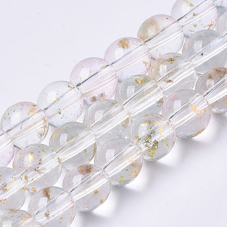 Transparent Spray Painted Glass Bead Strands GLAA-N035-03B-B07-1