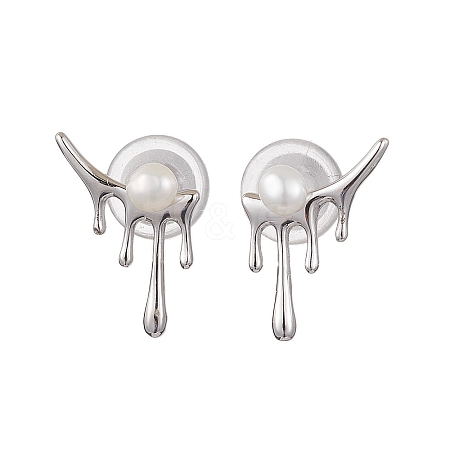 Natural Pearl Ear Studs EJEW-P286-37P-1