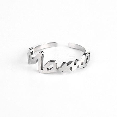 Simple Stainless Steel Mama Cuff Rings for Mother's Day QW8429-1-1