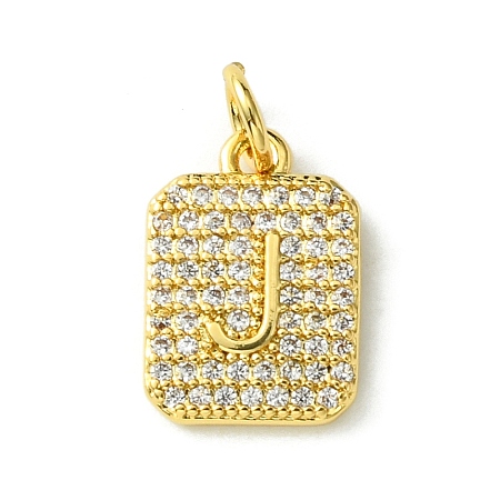 Rack Plating Brass Micro Pave Clear Cubic Zirconia Charms KK-G501-01J-G-1