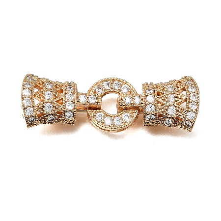 Brass Micro Pave Clear Cubic Zirconia Fold Over Clasps CU-CBA4292-12G-1