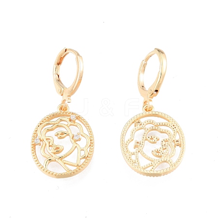 Clear Cubic Zirconia Abstract Face Dangle Leverback Earrings EJEW-N012-59-1