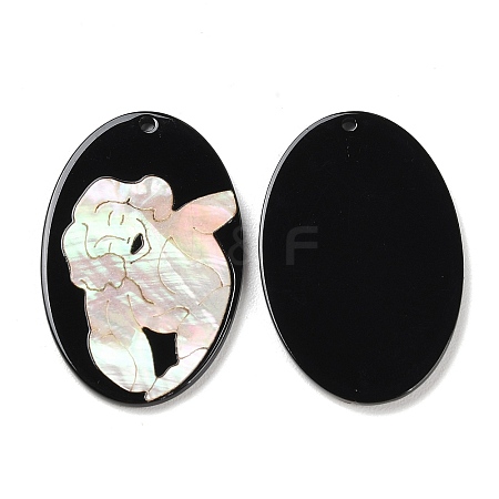 Opaque Smiling Human Pattern Acrylic Pendants BACR-D001-01F-1