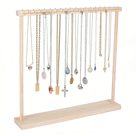 2Pcs Wood Necklace Organizer Display Stands NDIS-WH0016-15B-02-1