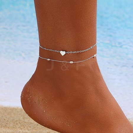 Alloy Double/Multi Layer Chain Anklets for Women WG9DD83-02-1