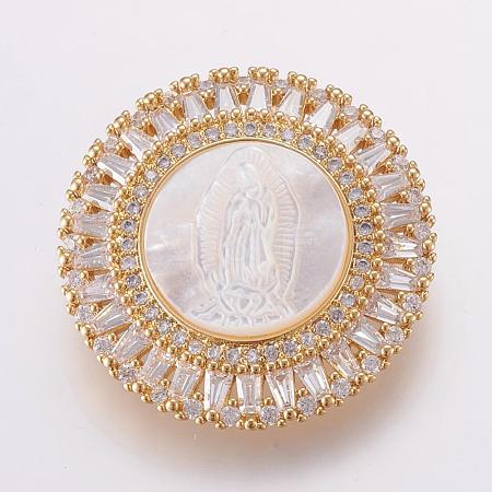 Brass Micro Pave Cubic Zirconia Pendants ZIRC-G105-05G-1