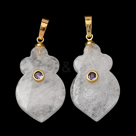Natural Quartz Crystal Pendants G-P628-05G-07-1