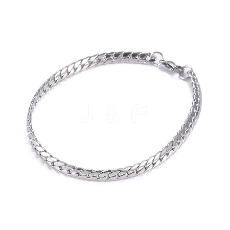 Men's 304 Stainless Steel Cuban Link Chain Bracelets BJEW-G631-07P-1