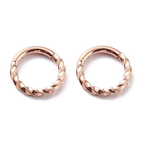 Ion Plating(IP) Twisted Ring Hoop Earrings for Girl Women STAS-K233-02A-RG-1