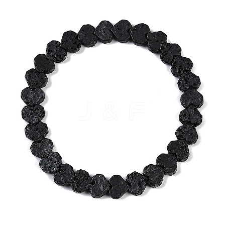 Natural Lava Rock Beaded Stretch Bracelets for Men Women BJEW-G727-01C-1