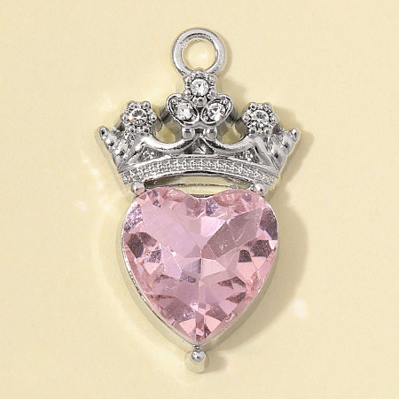 Zinc Alloy with Light Rose Rhinestone Pendants RB-OY001-82P-1