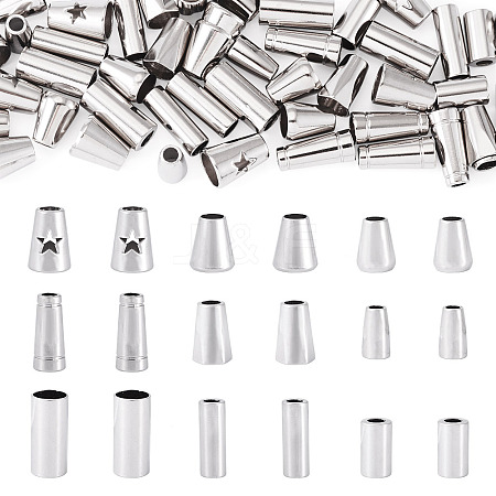 54Pcs 9 Styles Alloy Cord End FIND-TA0008-08-1
