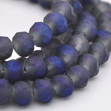 Full Rainbow Plated Faceted Rondelle Glass Beads Strands EGLA-J054-4x3mm-FR04-1