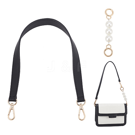 WADORN 2Pcs 2 Style PU Imitation Leather/ABS Plastic Imitation Pearl Bag Handles DIY-WR0003-27A-1