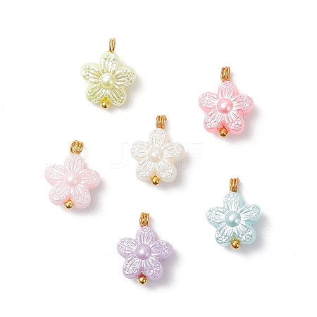 Opaque Acrylic Flower Charms PALLOY-JF04333-02-S-1