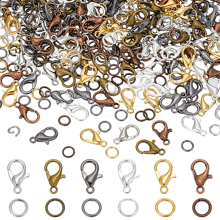 180Pcs 6 Colors Zinc Alloy Lobster Claw Clasps FIND-ME0001-81-1