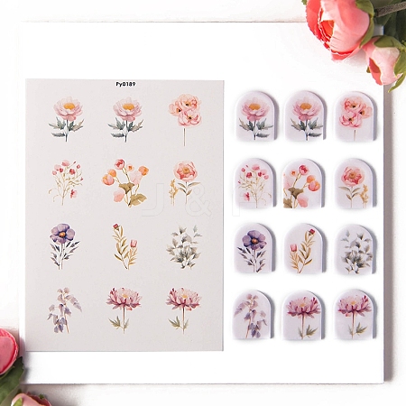 Flower Pattern Polymer Clay Earrings Water Transfer Paper PW-WG76974-04-1