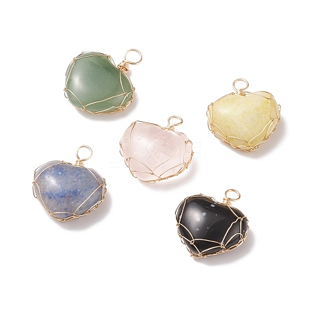 Natural Mixed Stone Pendants PALLOY-JF01659-1