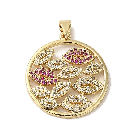 Brass Micro Pave Cubic Zirconia Pendants KK-C058-09G-1