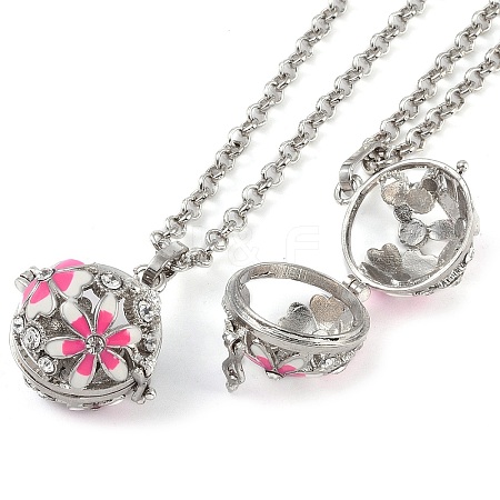 Brass Enamel with Rhinestone Pendant Necklaces NJEW-G089-09C-05-1