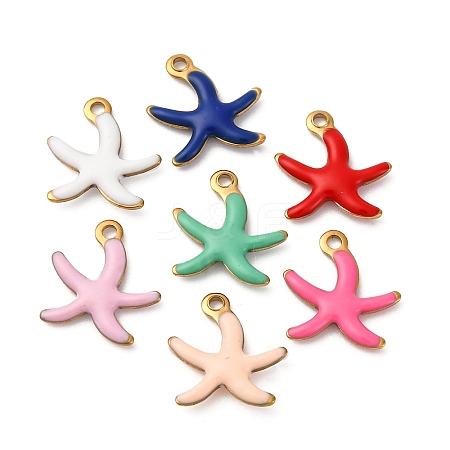 304 Stainless Steel Enamel Charms X-STAS-Q363-14D-G-1