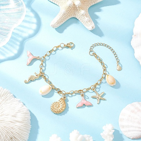 Stainless Steel & Alloy Enamel Charm Bracelets BJEW-JB12215-02-1