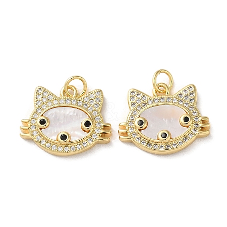 Brass Micro Pave Clear Cubic Zirconia Pendants KK-B083-34B-G-1