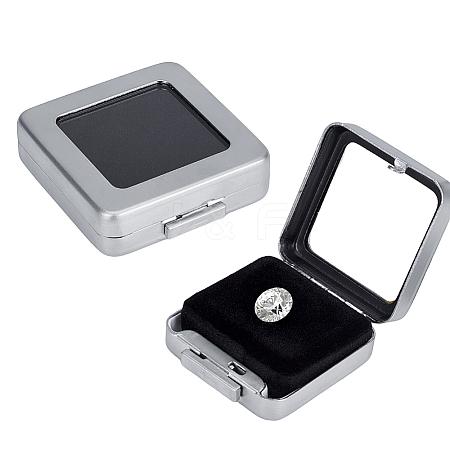 2Pcs 2 Styles Stainless Steel Loose Diamnond Gemstone Display Boxes CON-GA0001-24MP-1