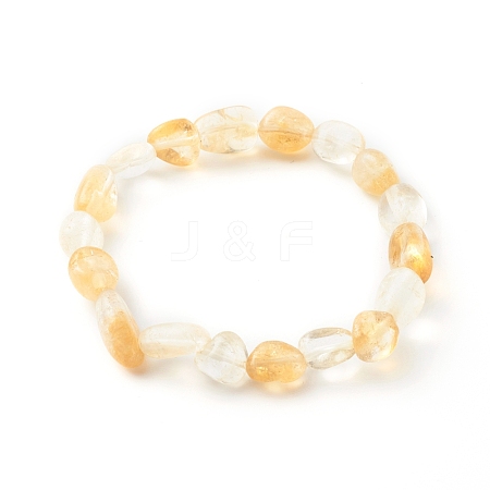 Natural Citrine(Dyed & Heated) Beaded Stretch Bracelets for Kids BJEW-JB06250-01-1