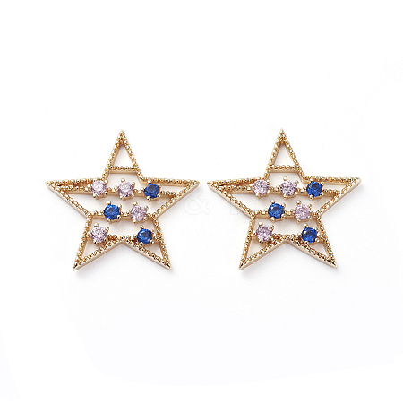 Brass Micro Pave Cubic Zirconia Pendants ZIRC-K083-003G-1