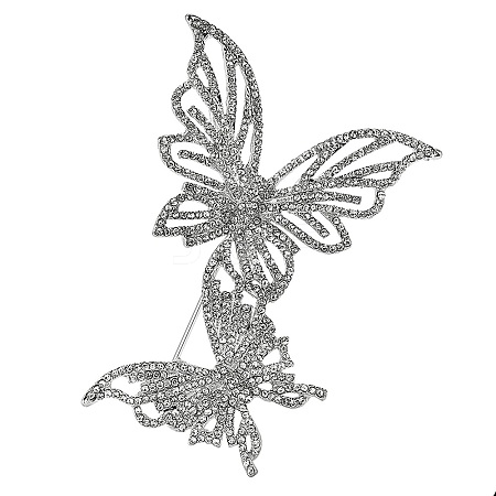 Double Butterfly Platinum
Alloy Rhinestone Brooches for Backpack Clothes PW-WG584CE-04-1