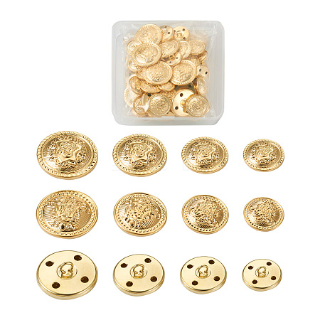 80Pcs 8 Style Brass Shank Buttons BUTT-TA0001-08G-1