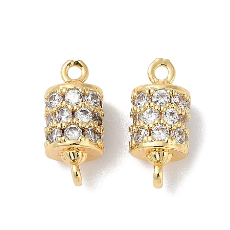 Brass with Cubic Zirconia Connector Charms KK-Q030-09G-1