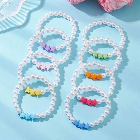 Children's Day Imitated Pearl Acrylic Beads Stretch Bracelets X-BJEW-JB13538-1