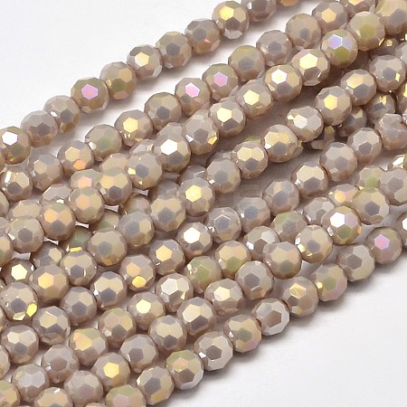 Faceted Round Full Rainbow Plated Electroplate Glass Beads Strands X-EGLA-J130-FR01-1