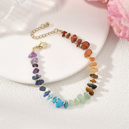 7 Chakra Gemstone Chip Beaded Bracelets BJEW-JB14189-1
