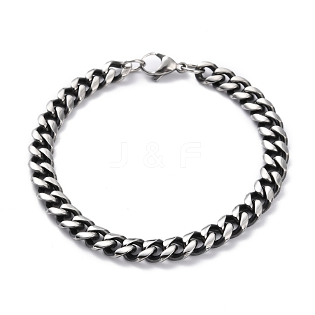 Men's Retro 304 Stainless Steel Curb Chain Bracelets BJEW-I293-12AS-1