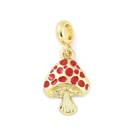 Brass Red Enamel Vegetable European Dangle Charms KK-Z090-06G-03-1