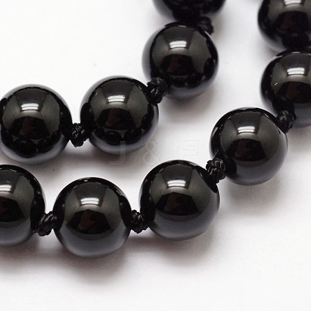 Natural Dyed & Heated Black Onyx Beads Strands G-O153-01-6mm-1
