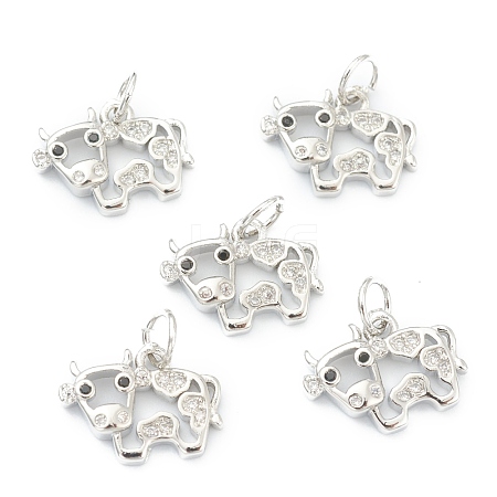 Brass Clear Cubic Zirconia Charms ZIRC-B010-22P-1