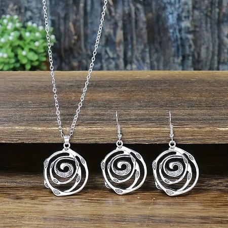 Hollow Out Vortex Alloy Pendant Necklaces & Dangle Earrings Sets FS-WGFAC7B-01-1