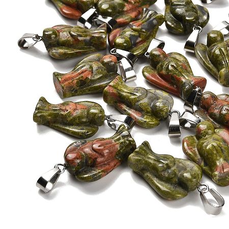 Natural Unakite Pendants G-B127-10P-07-1