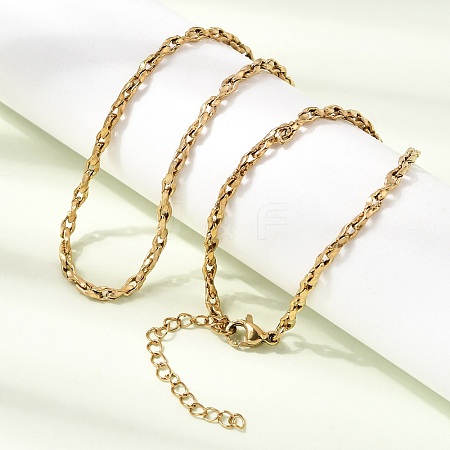 3MM 304 Stainless Steel Twisted Oval Link Chain Necklaces for Man and Women SA-CBAB767-18A-G-1