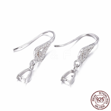 Anti-Tarnish Rhodium Plated 925 Sterling Silver Earring Findings STER-F048-41P-1