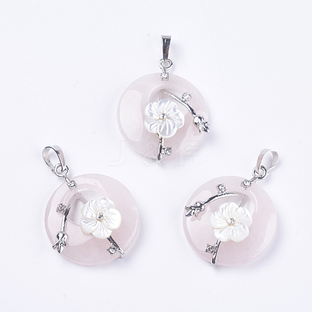 Natural Rose Quartz Pendants G-F546-A10-1