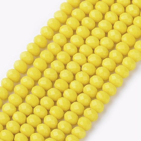 Yellow Imitation Jade Glass Faceted Rondelle Bead Strands X-GLAA-F001-3x2mm-11-1